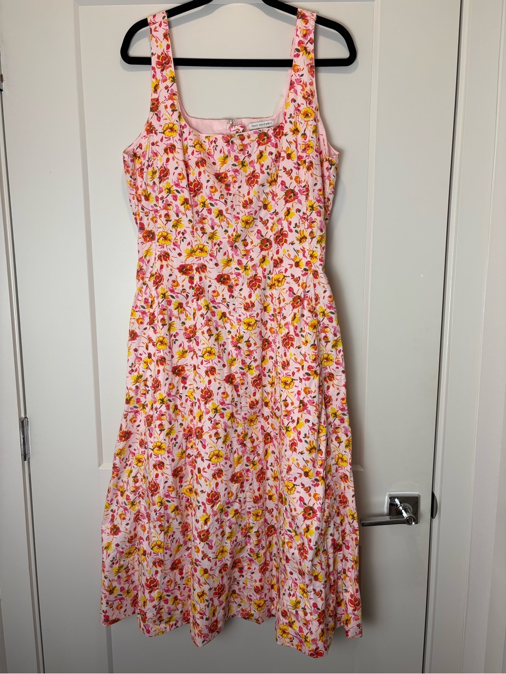 🌸Free Assembly Pink Floral Cotton Midi Dress | L | Lined | Pockets - Picture 2 of 9